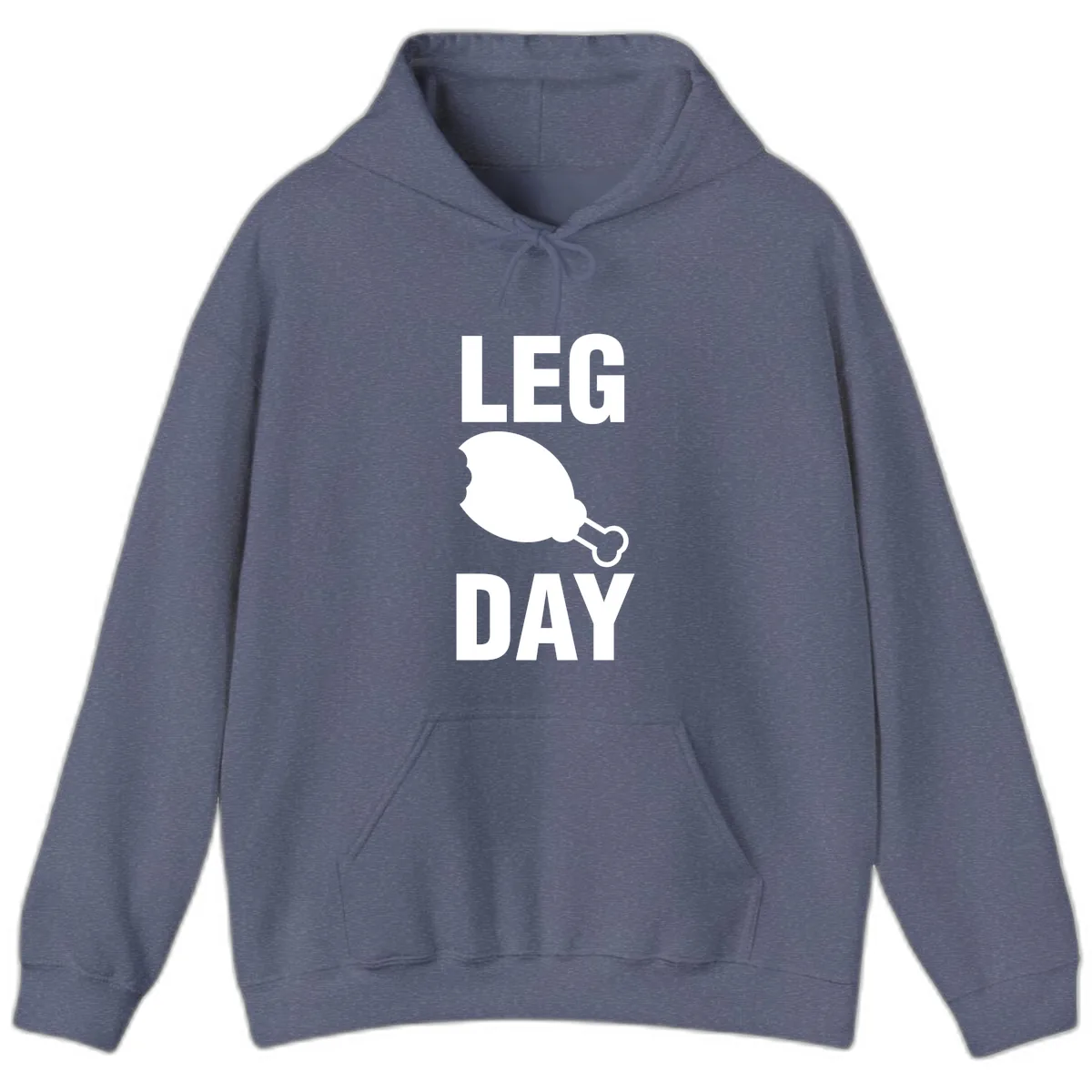 Leg Day Chicken Leg Graphic Hoodie in Heather Navy