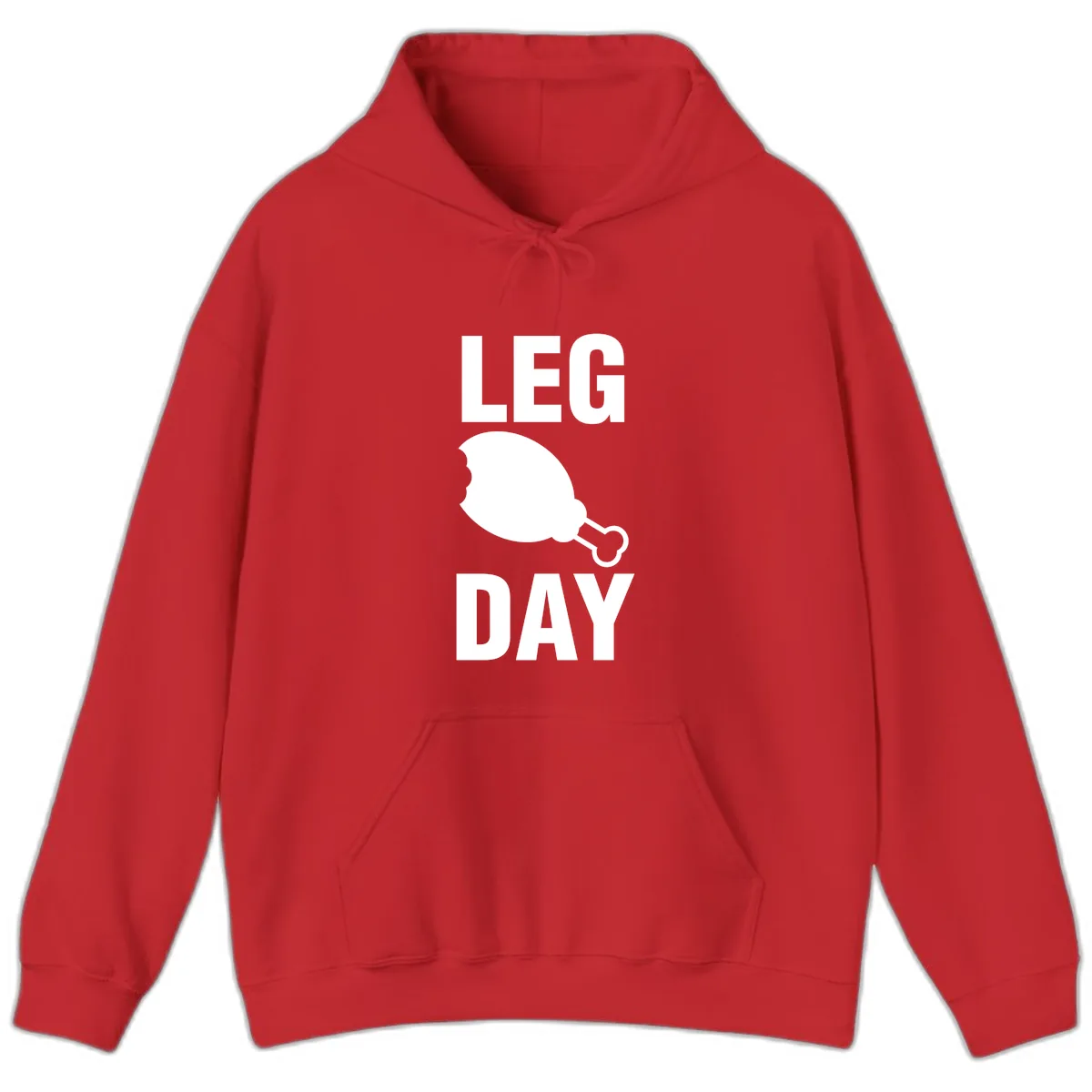 Leg Day Chicken Leg Graphic Hoodie in Red