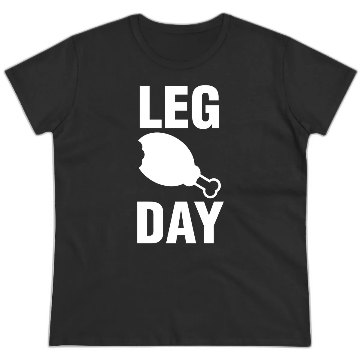 Leg Day Chicken Leg Graphic Ladies Tee in Black