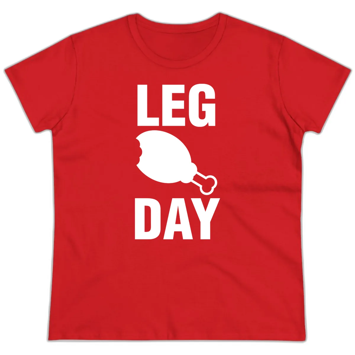 Leg Day Chicken Leg Graphic Ladies Tee in Red