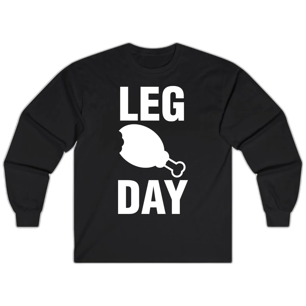 Leg Day Chicken Leg Graphic Long Sleeve in Black