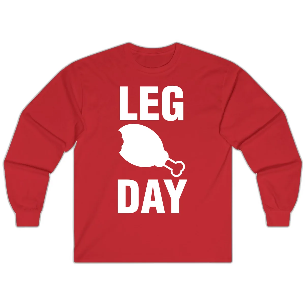 Leg Day Chicken Leg Graphic Long Sleeve in Red