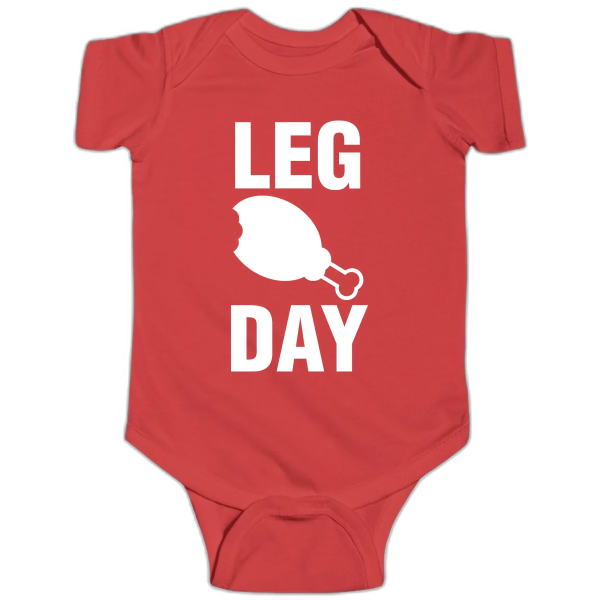 Leg Day Chicken Leg Graphic Baby Onesie in Red