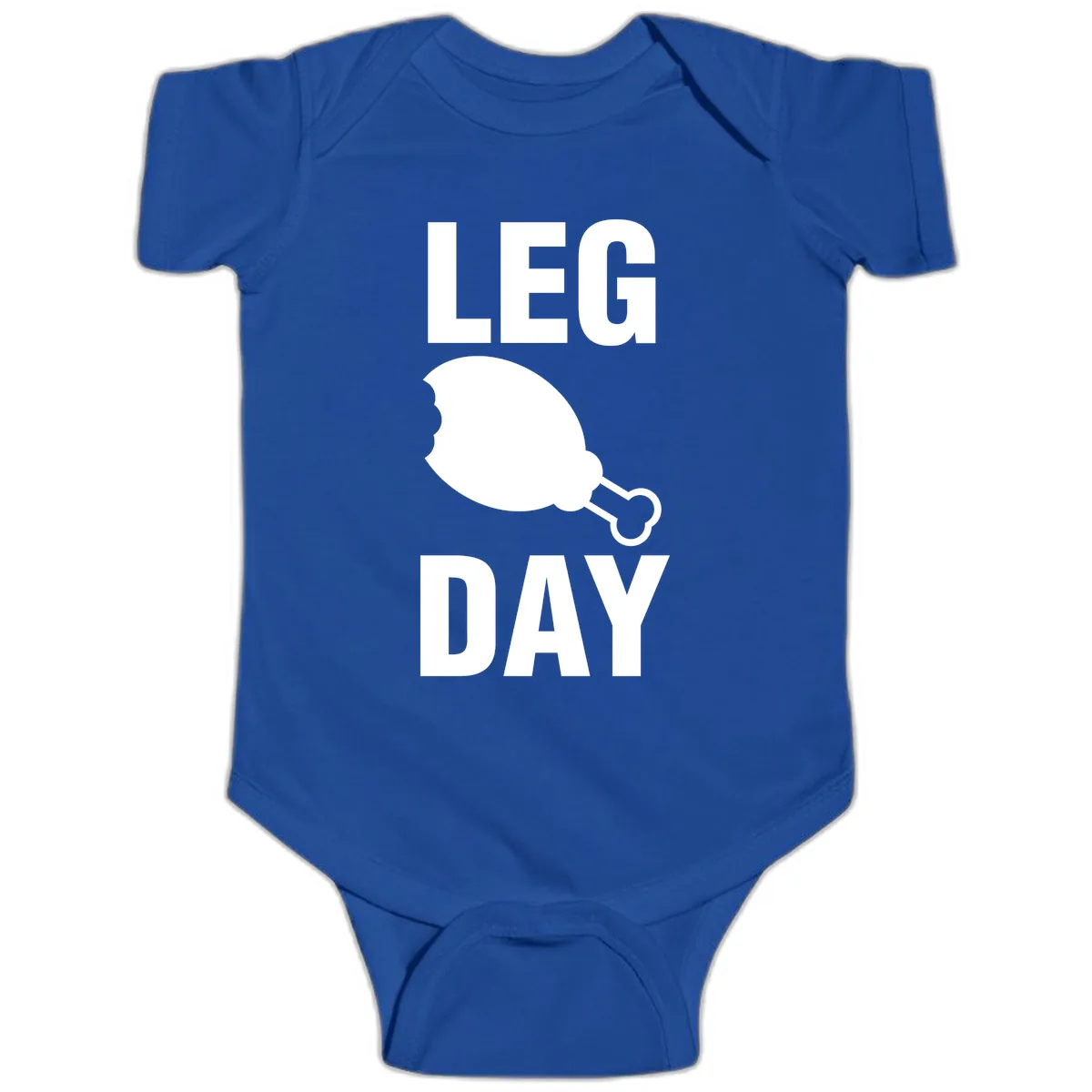Leg Day Chicken Leg Graphic Baby Onesie in Royal