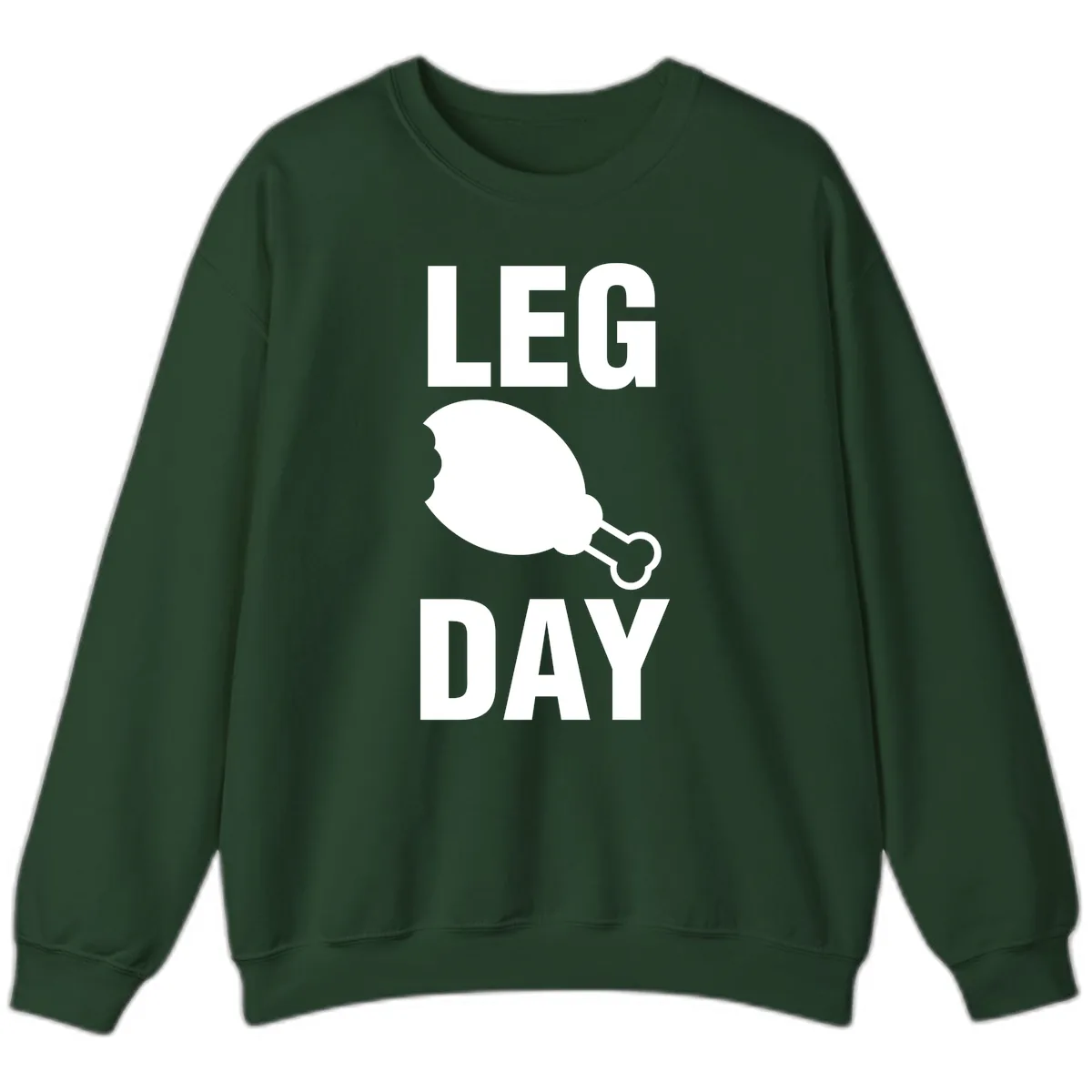 Leg Day Chicken Leg Graphic Sweatshirt in Forest Green