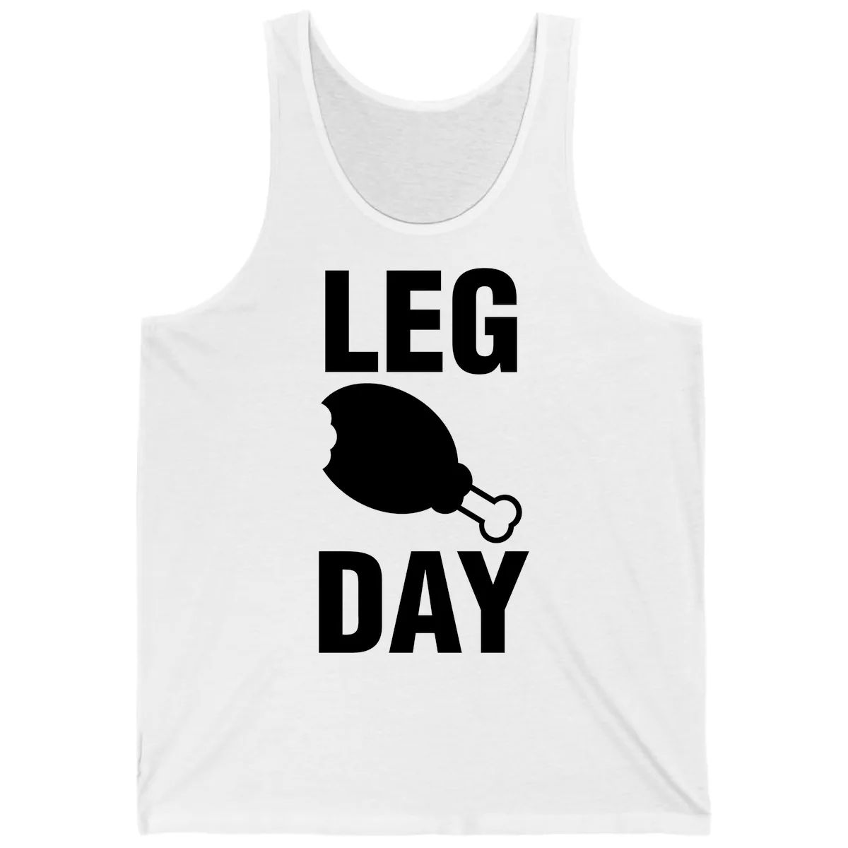Leg Day Chicken Leg Graphic Tank in White