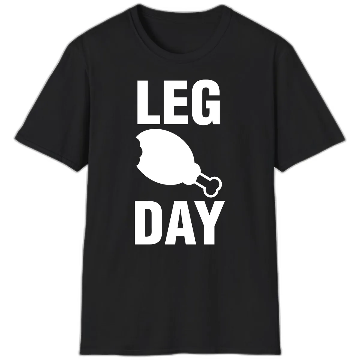 Leg Day Chicken Leg Graphic T-Shirt in Black