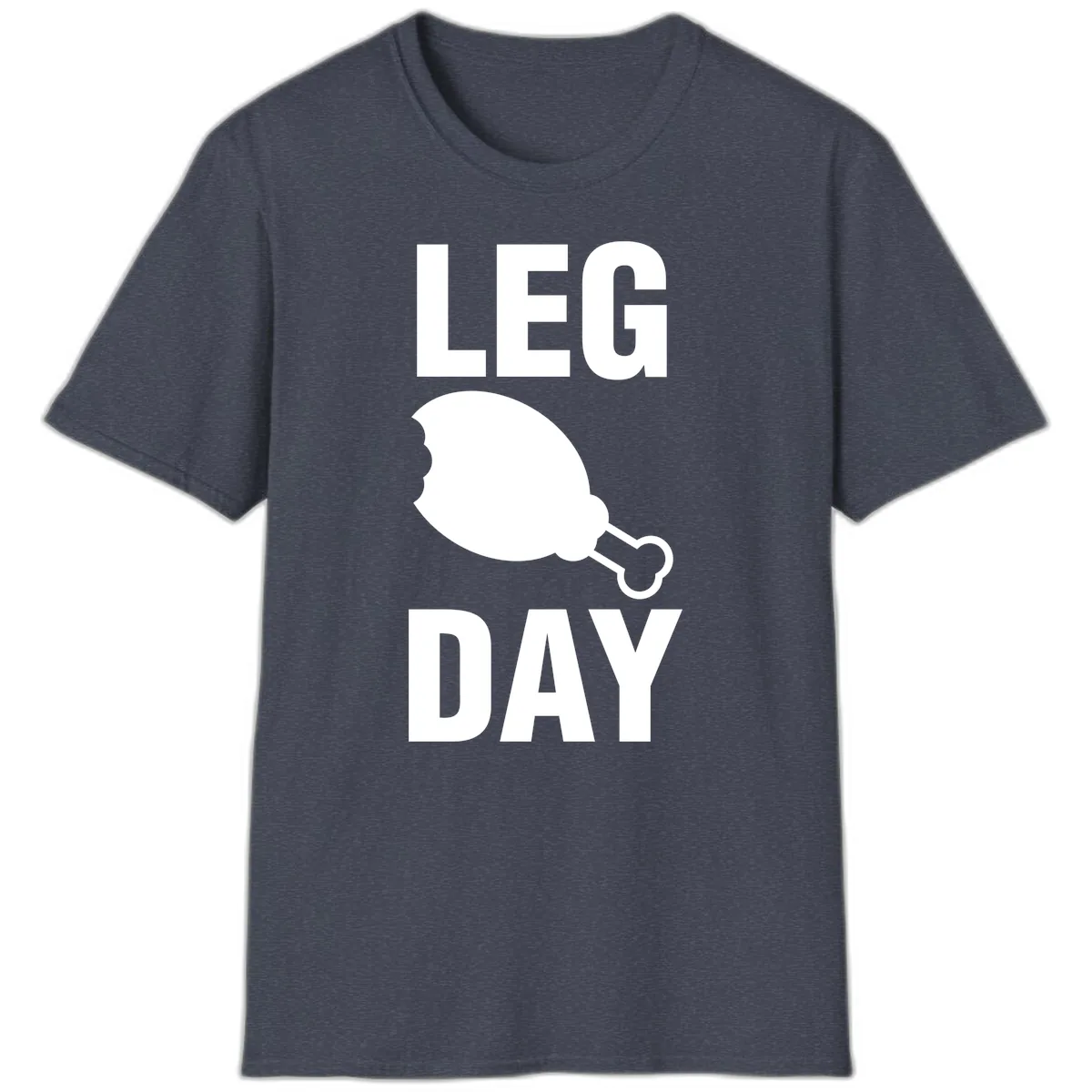Leg Day Chicken Leg Graphic T-Shirt in Heather Navy