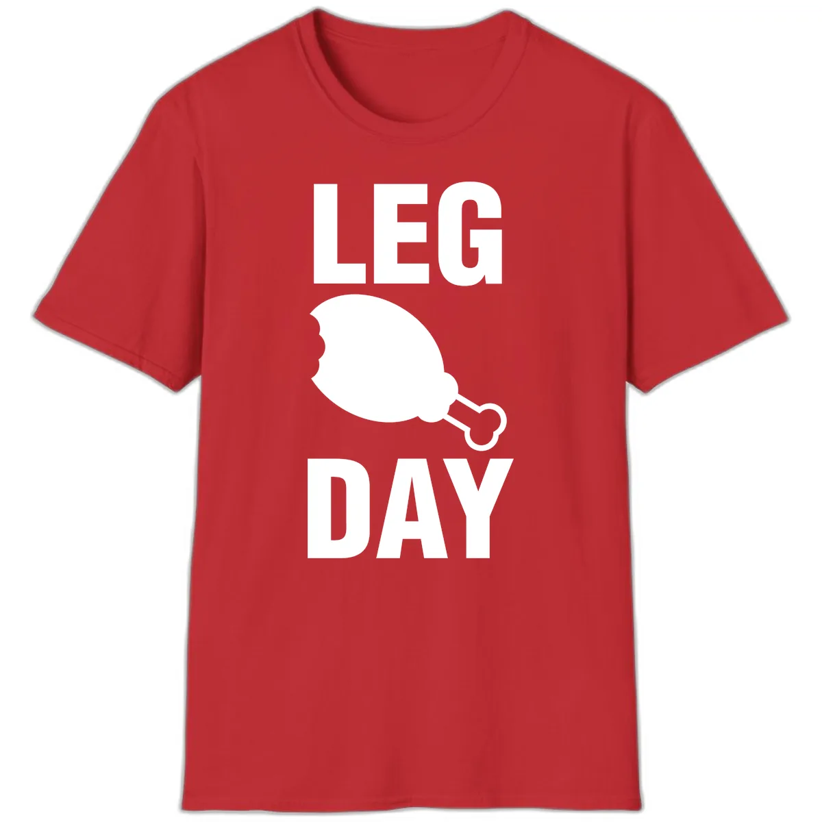 Leg Day Chicken Leg Graphic T-Shirt in Red