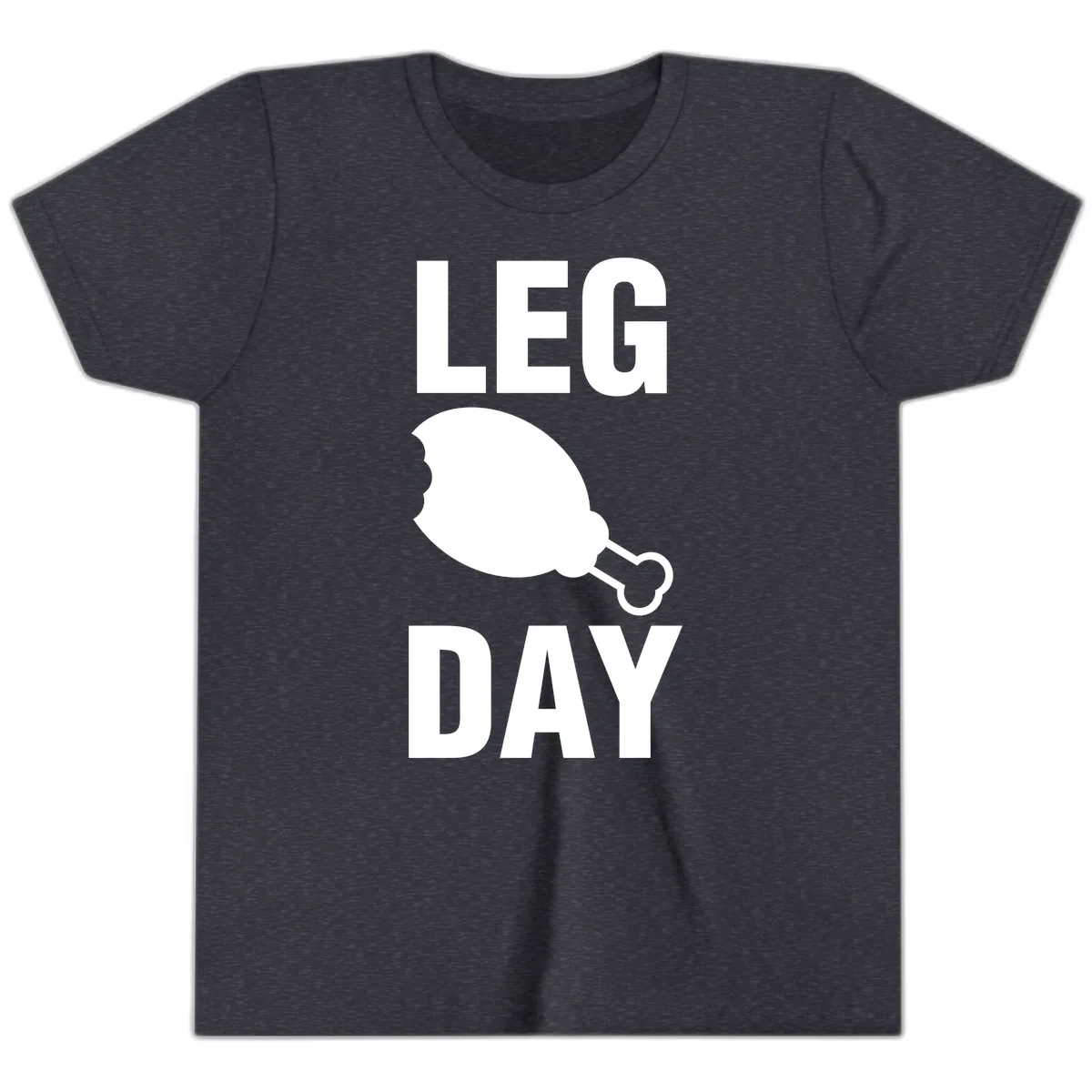 Leg Day Chicken Leg Graphic Youth T-Shirt in Heather Navy