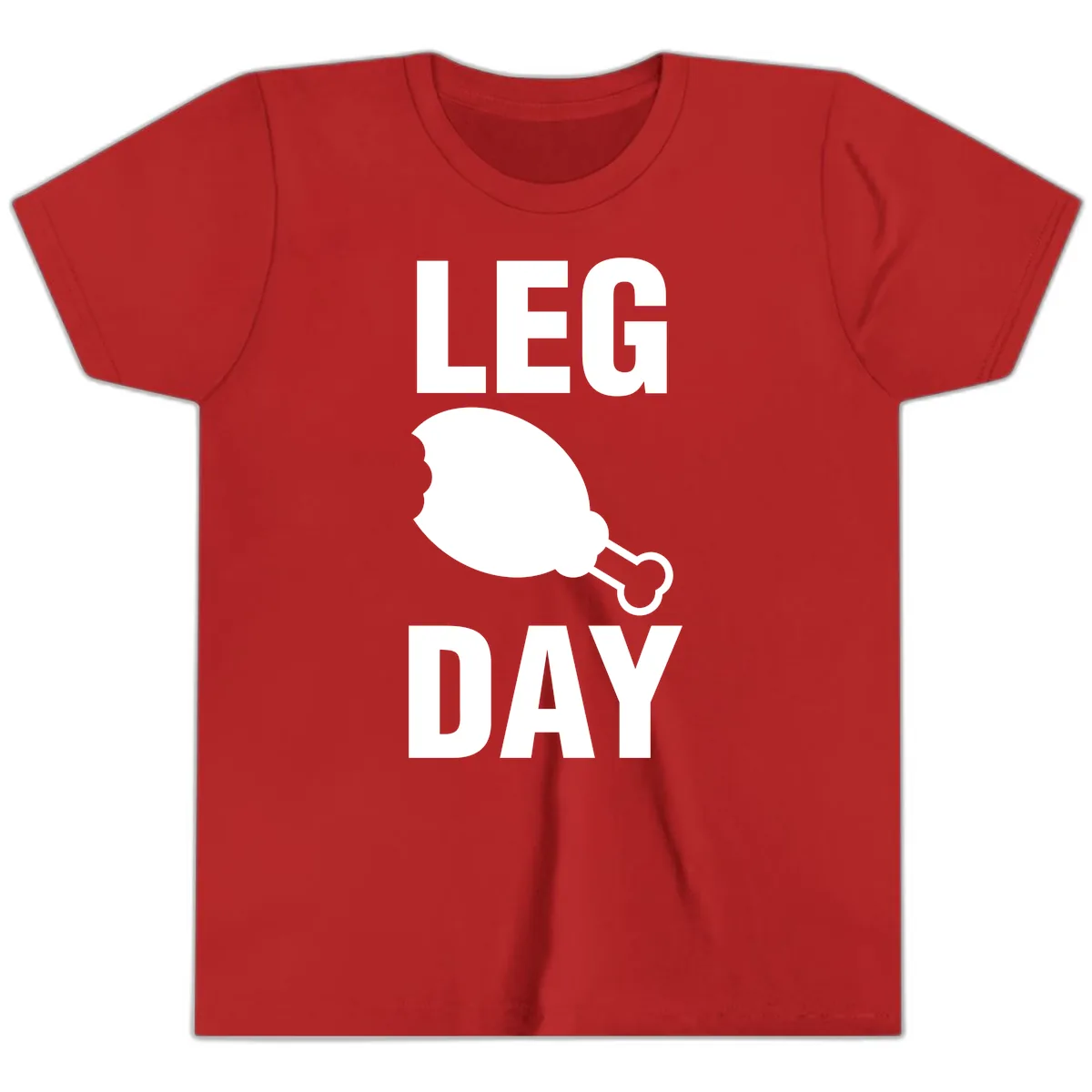 Leg Day Chicken Leg Graphic Youth T-Shirt in Red
