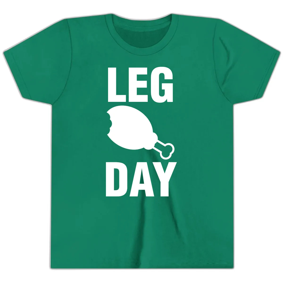 Leg Day Chicken Leg Graphic Youth T-Shirt in Kelly