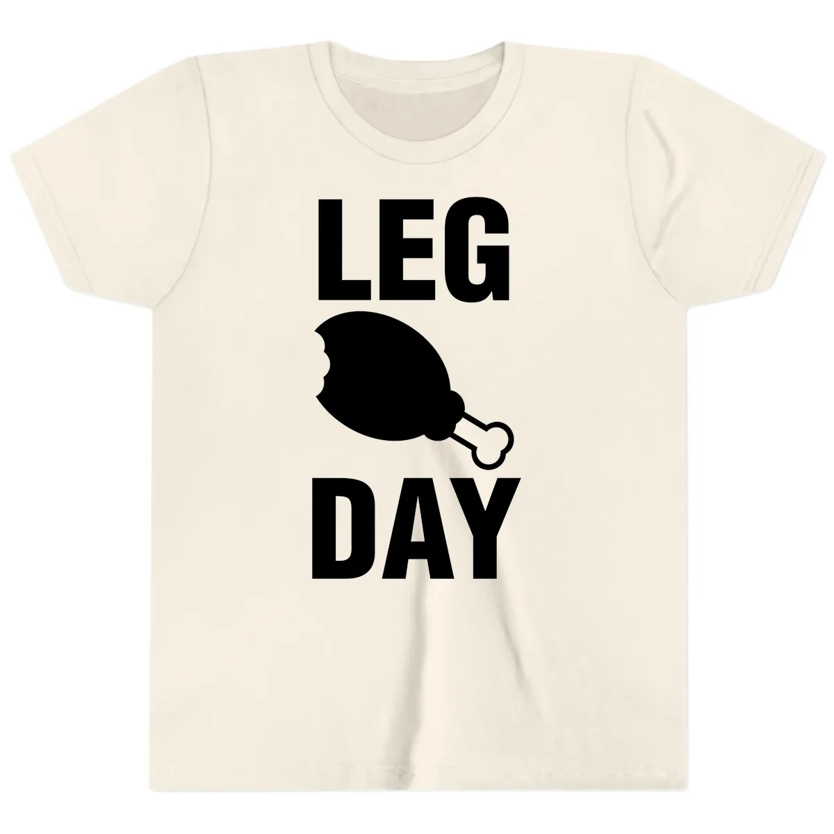 Leg Day Chicken Leg Graphic Youth T-Shirt in Natural