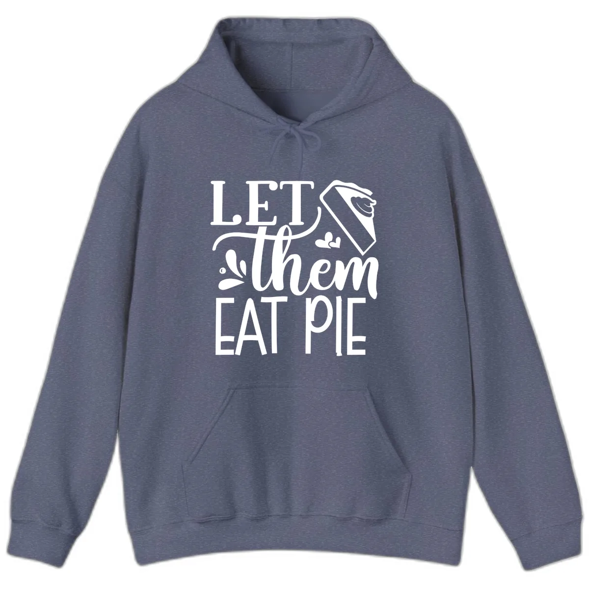 Let Them Eat Pie Thanksgiving Typography Hoodie in Heather Navy