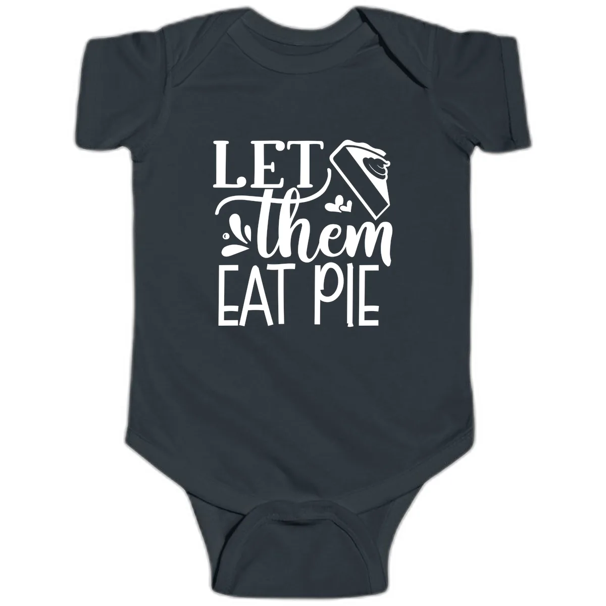 Let Them Eat Pie Thanksgiving Typography Baby Onesie in Black