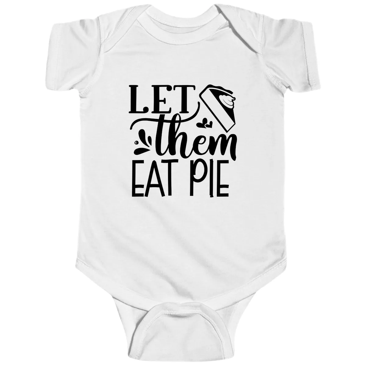 Let Them Eat Pie Thanksgiving Typography Baby Onesie in White