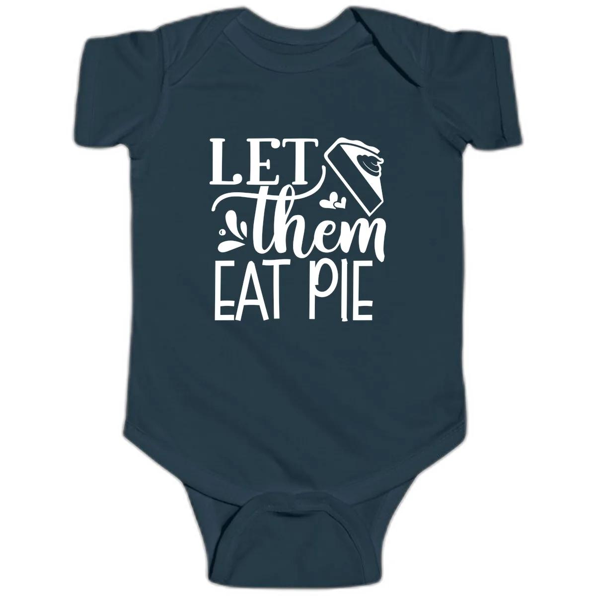 Let Them Eat Pie Thanksgiving Typography Baby Onesie in Navy