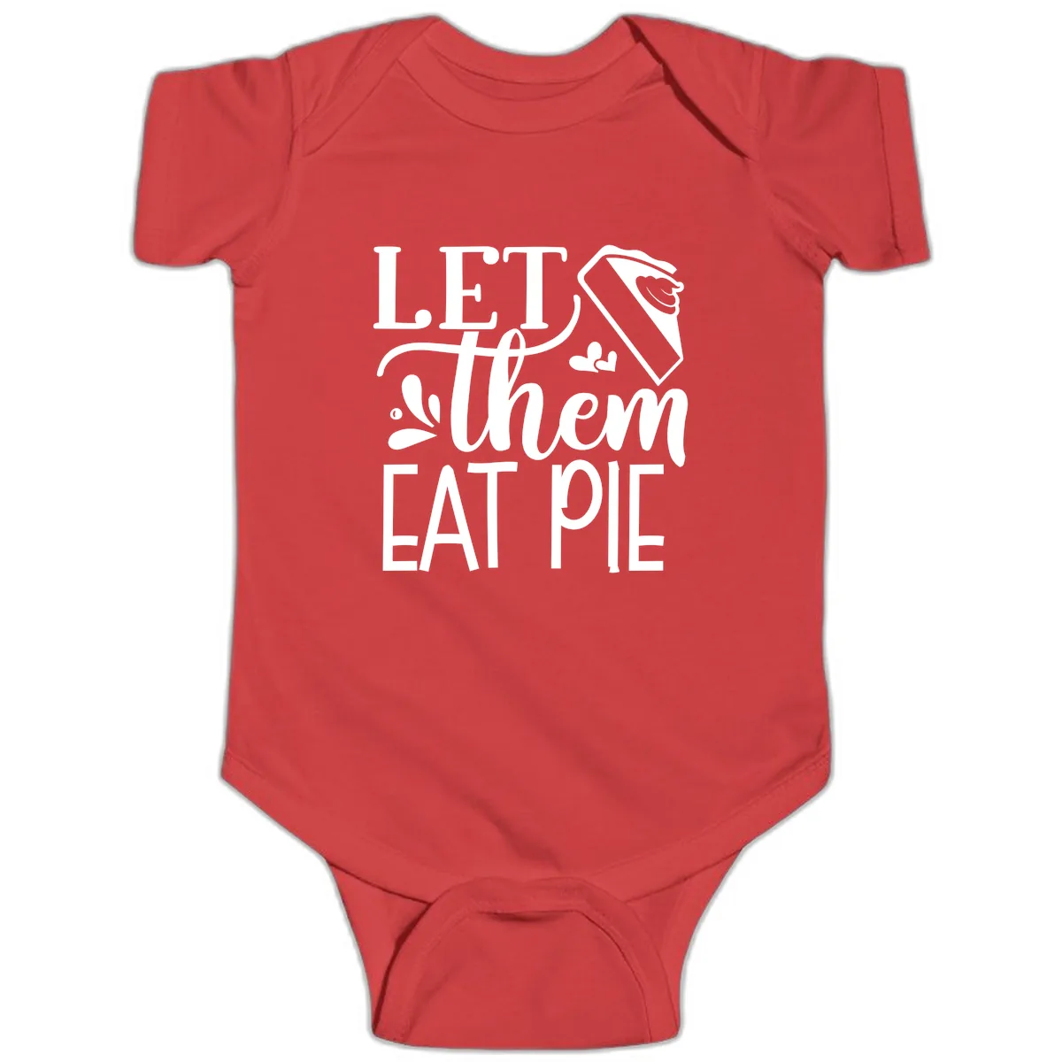 Let Them Eat Pie Thanksgiving Typography Baby Onesie in Red