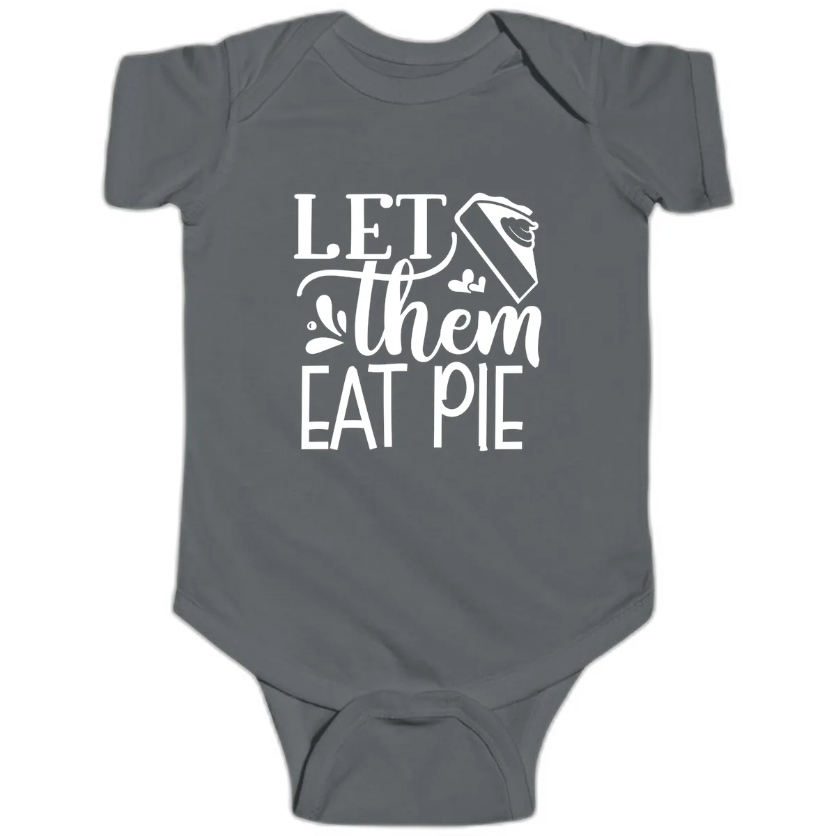 Let Them Eat Pie Thanksgiving Typography Baby Onesie in Charcoal
