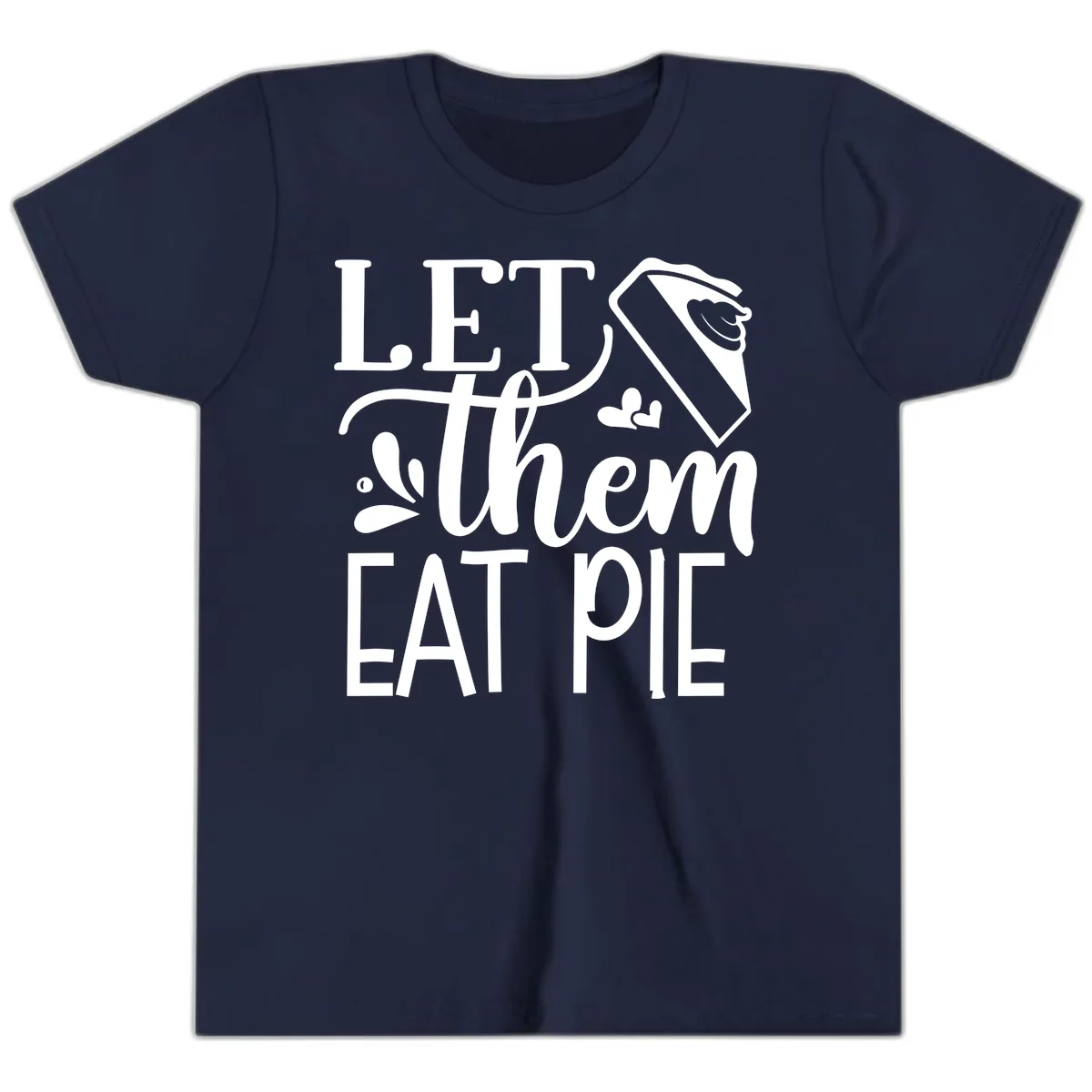 Let Them Eat Pie Thanksgiving Typography Youth T-Shirt in Navy