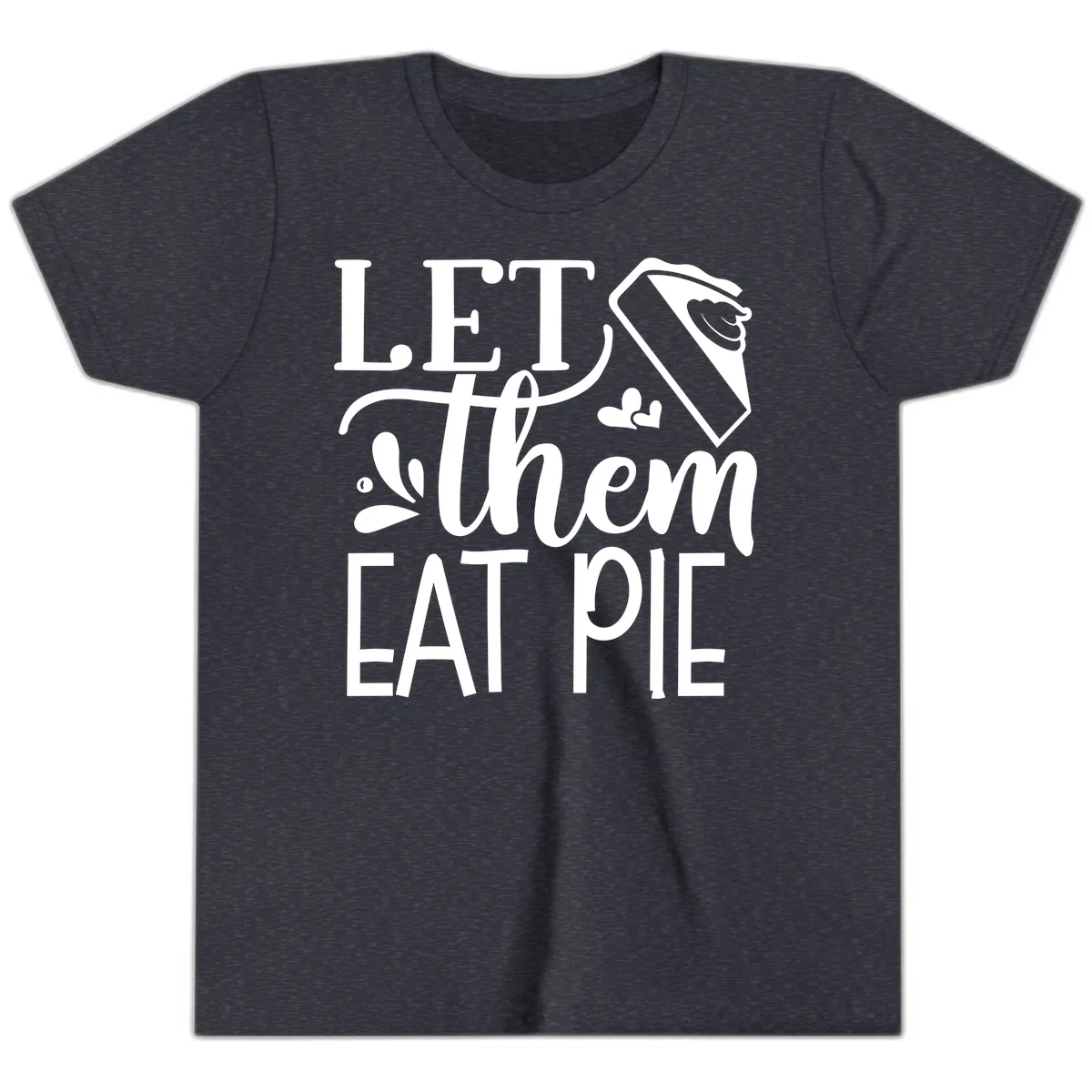 Let Them Eat Pie Thanksgiving Typography Youth T-Shirt in Heather Navy