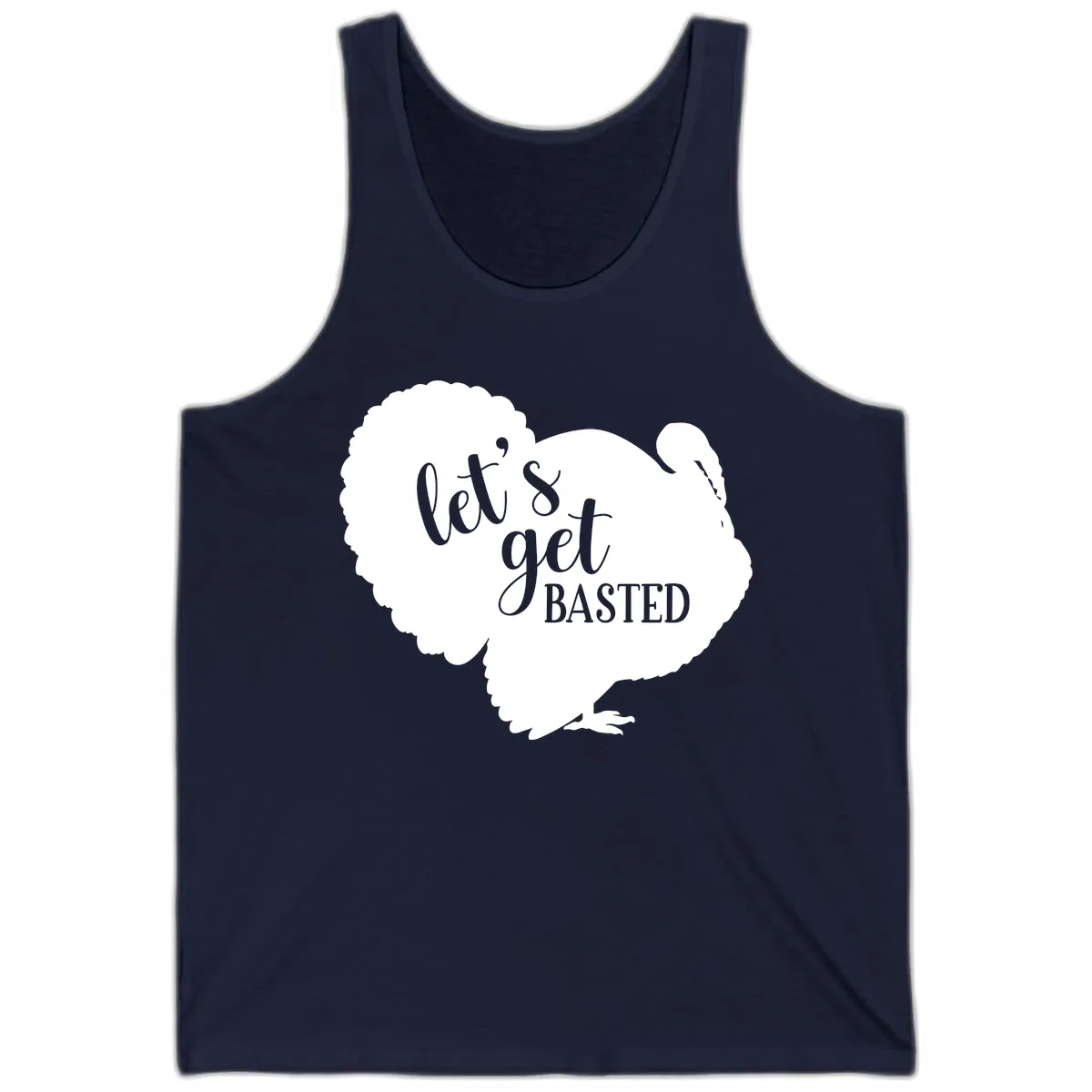 Let's Get Basted Turkey Design Tank in Navy