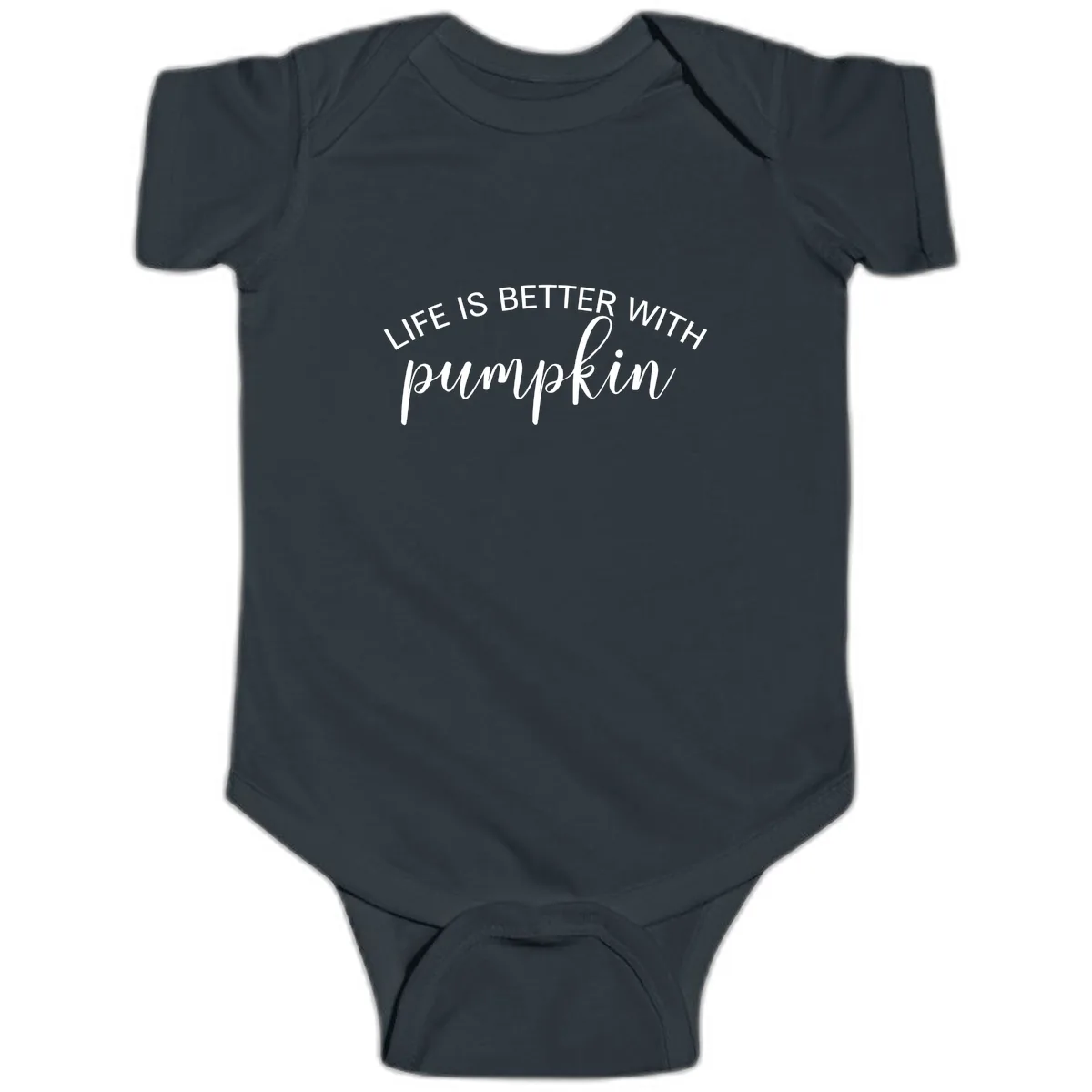 Life Is Better With Pumpkin Fall Phrase Baby Onesie in Black