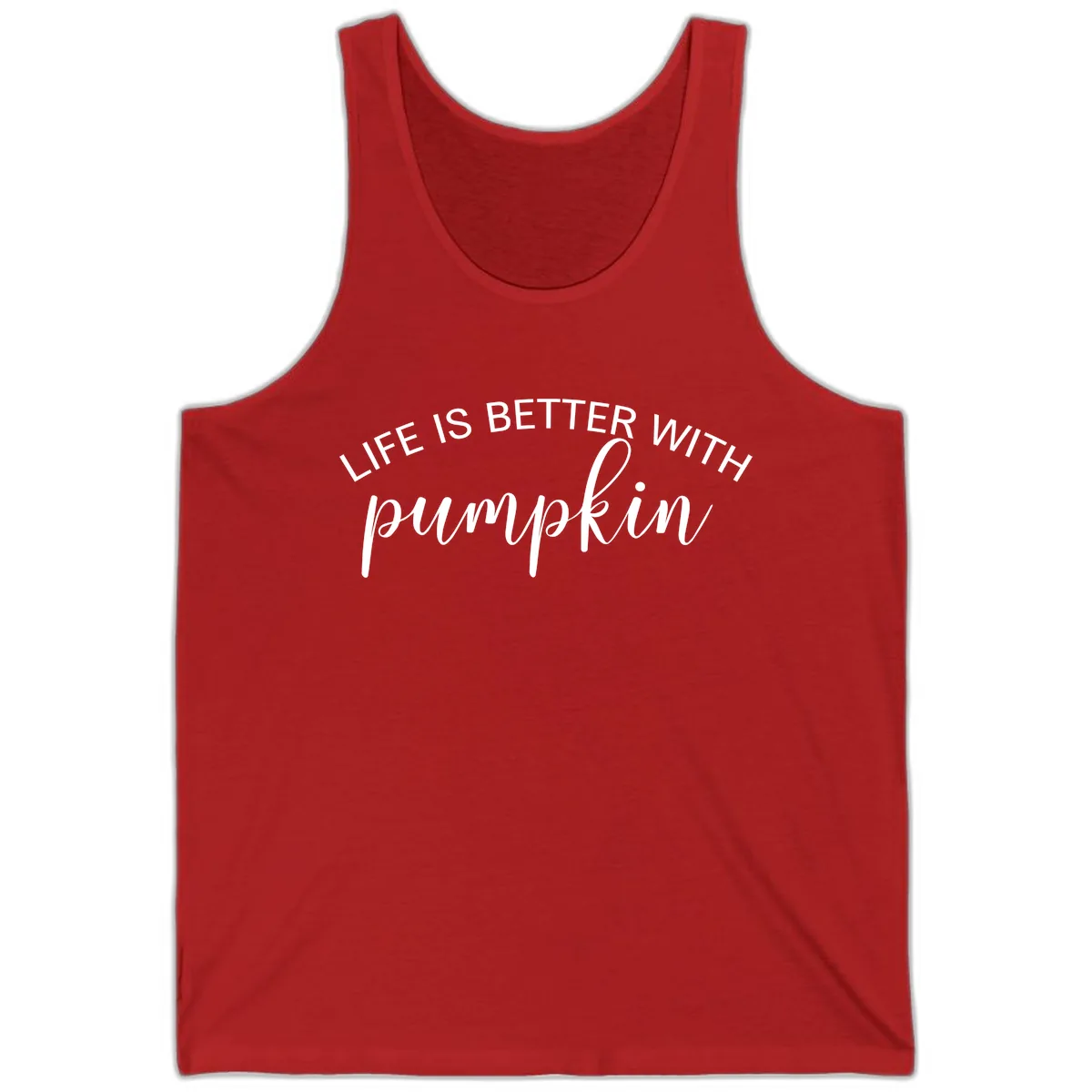 Life Is Better With Pumpkin Fall Phrase Tank in Red