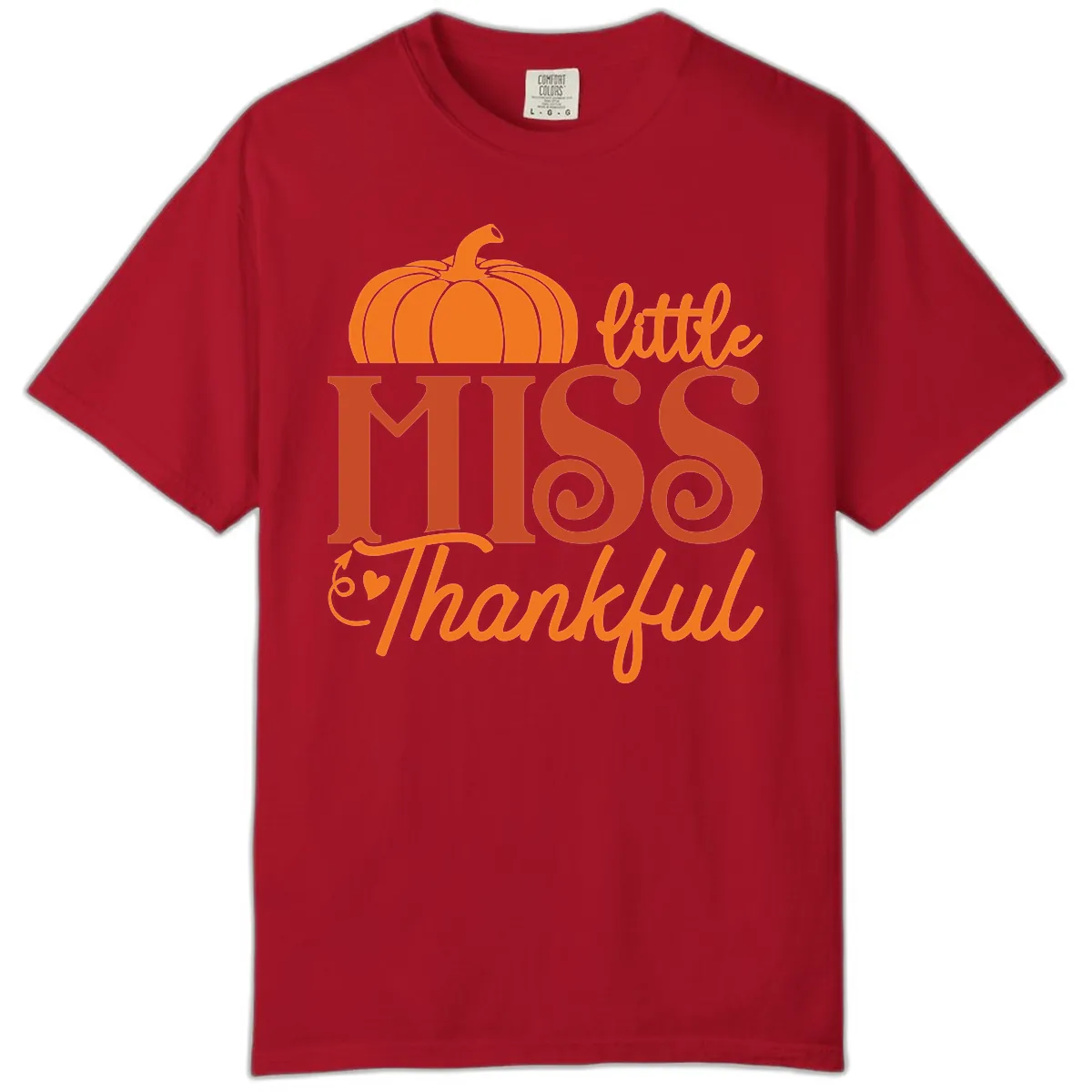 Little Miss Thankful Pumpkin Design Comfort Color in Red