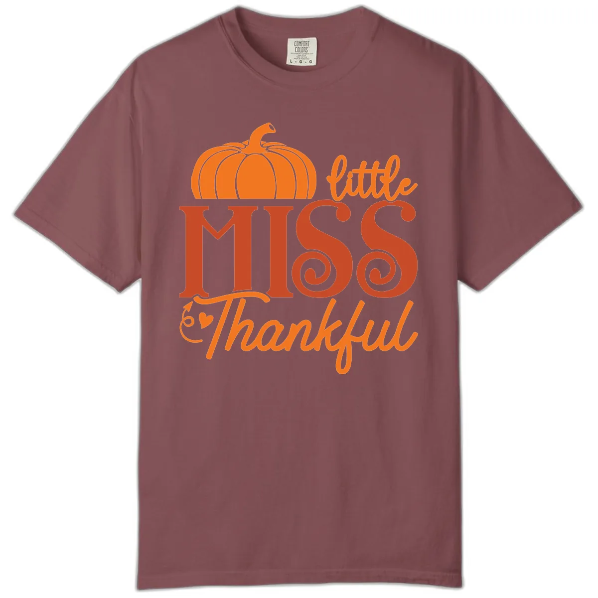 Little Miss Thankful Pumpkin Design Comfort Color in Brick