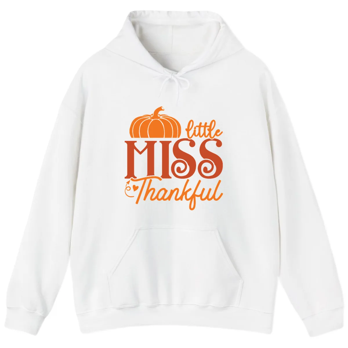 Little Miss Thankful Pumpkin Design Hoodie in White