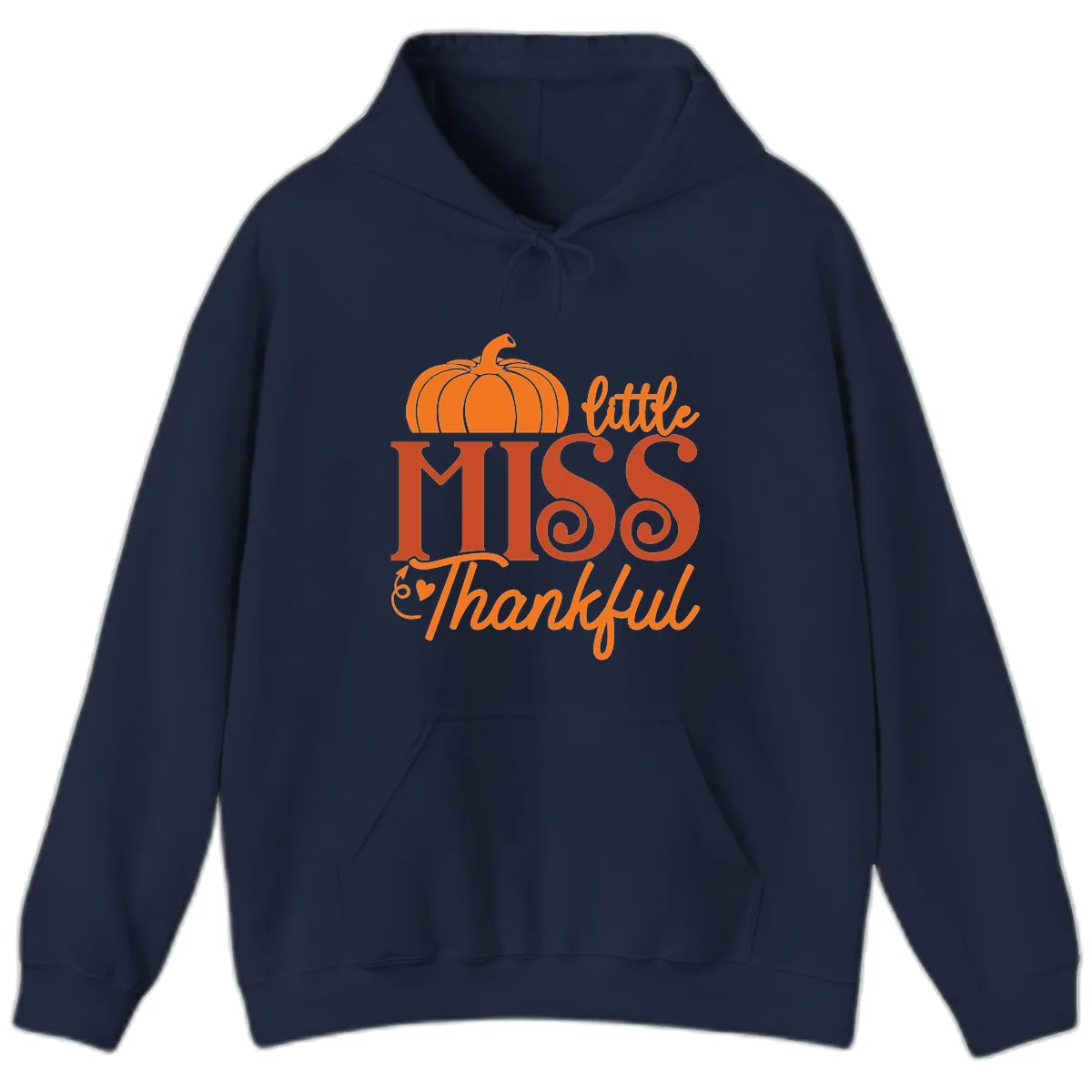 Little Miss Thankful Pumpkin Design Hoodie in Navy