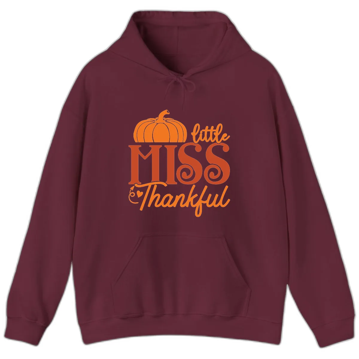 Little Miss Thankful Pumpkin Design Hoodie in Maroon