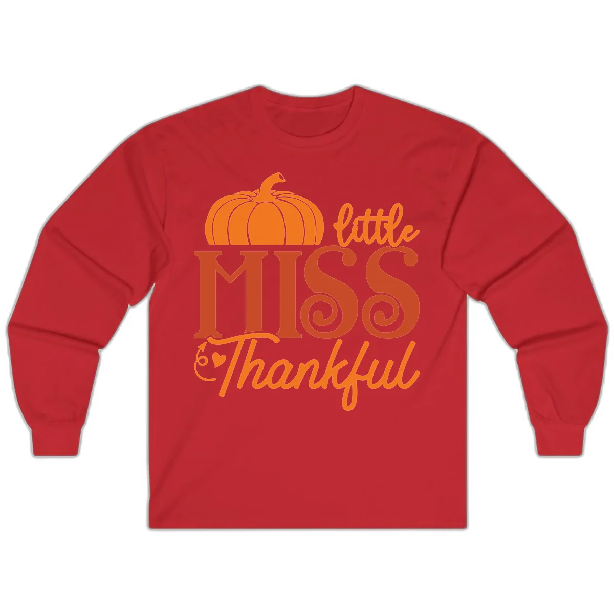 Little Miss Thankful Pumpkin Design Long Sleeve in Red