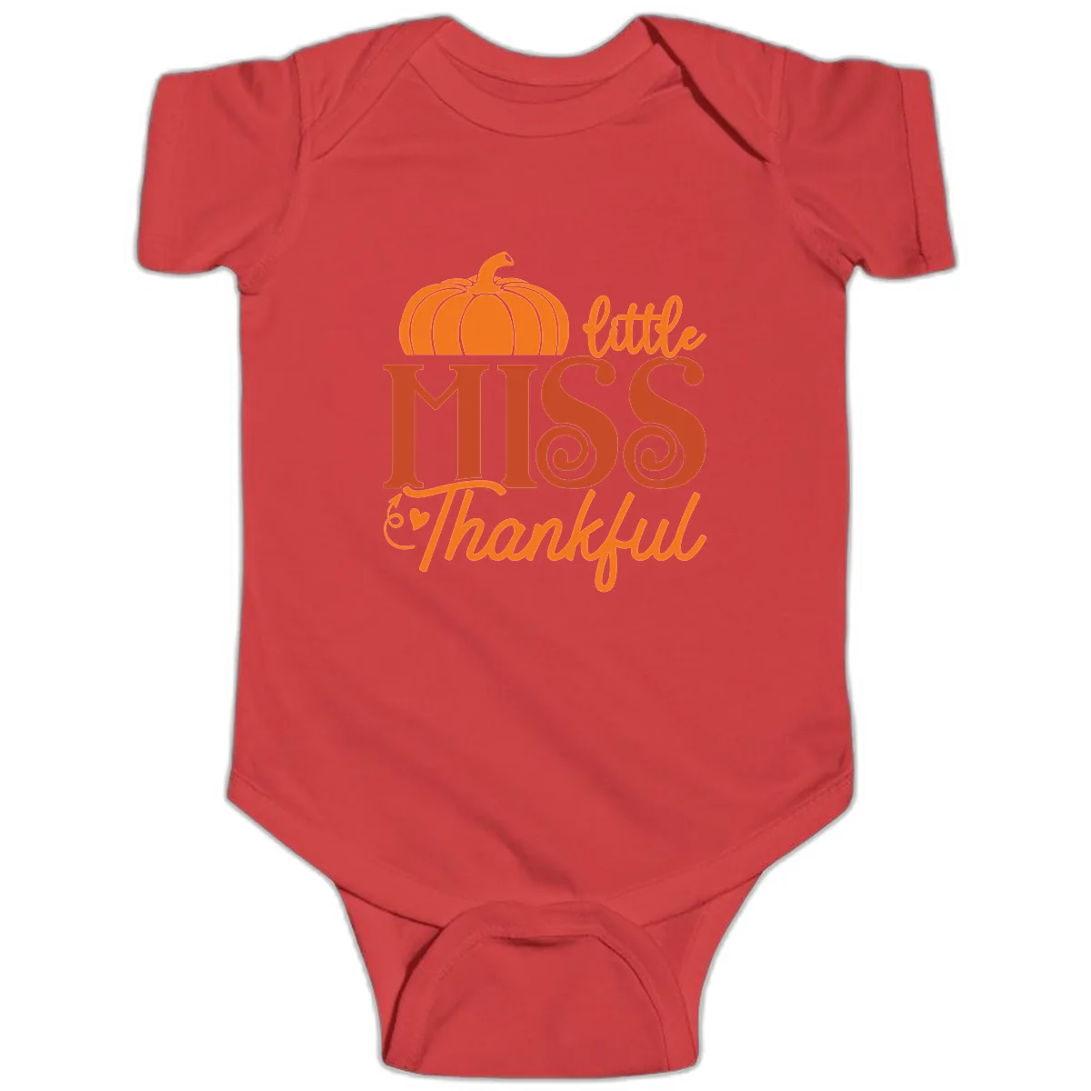 Little Miss Thankful Pumpkin Design Baby Onesie in Red