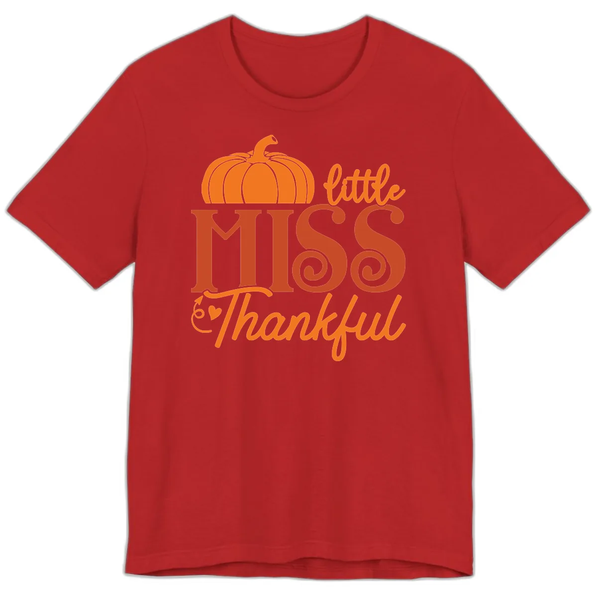 Little Miss Thankful Pumpkin Design Premium T-Shirt in Red