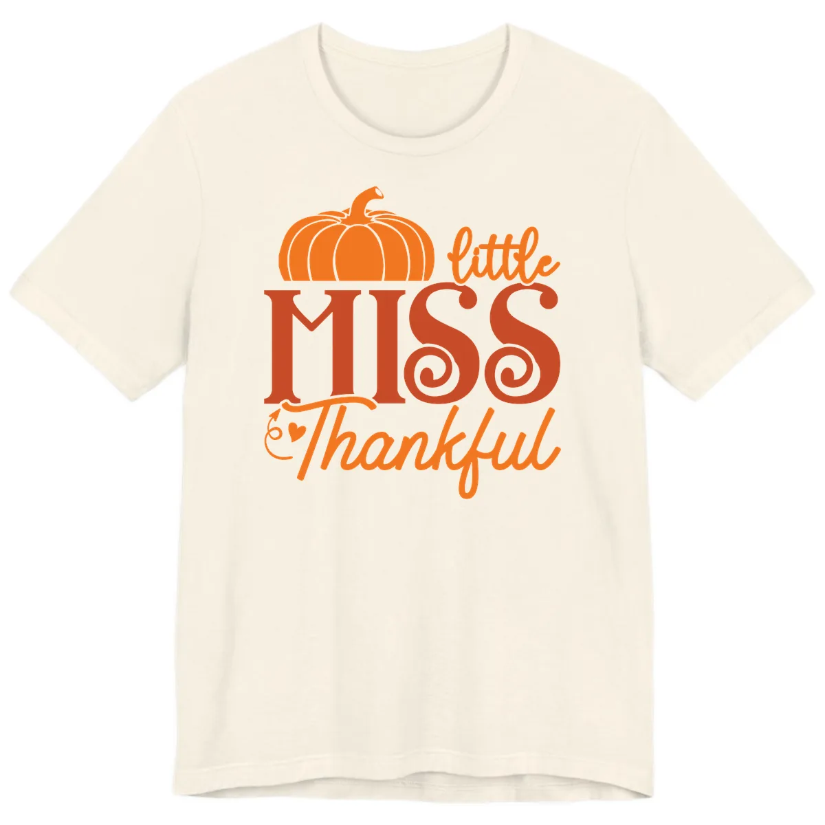 Little Miss Thankful Pumpkin Design Premium T-Shirt in Natural