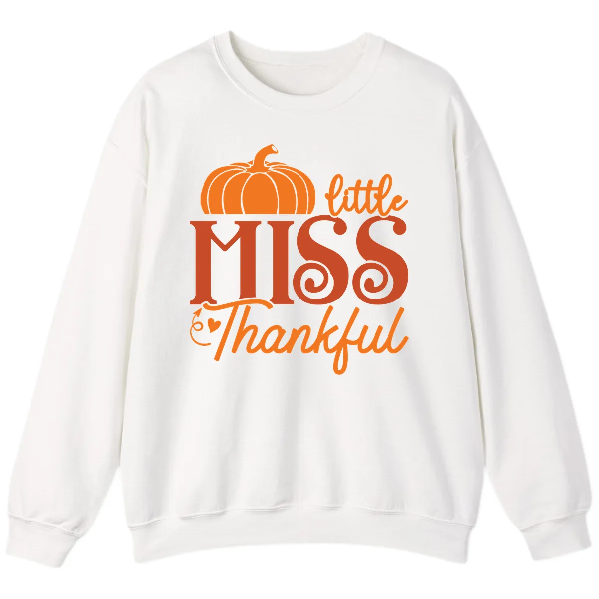 Little Miss Thankful Pumpkin Design Sweatshirt in White