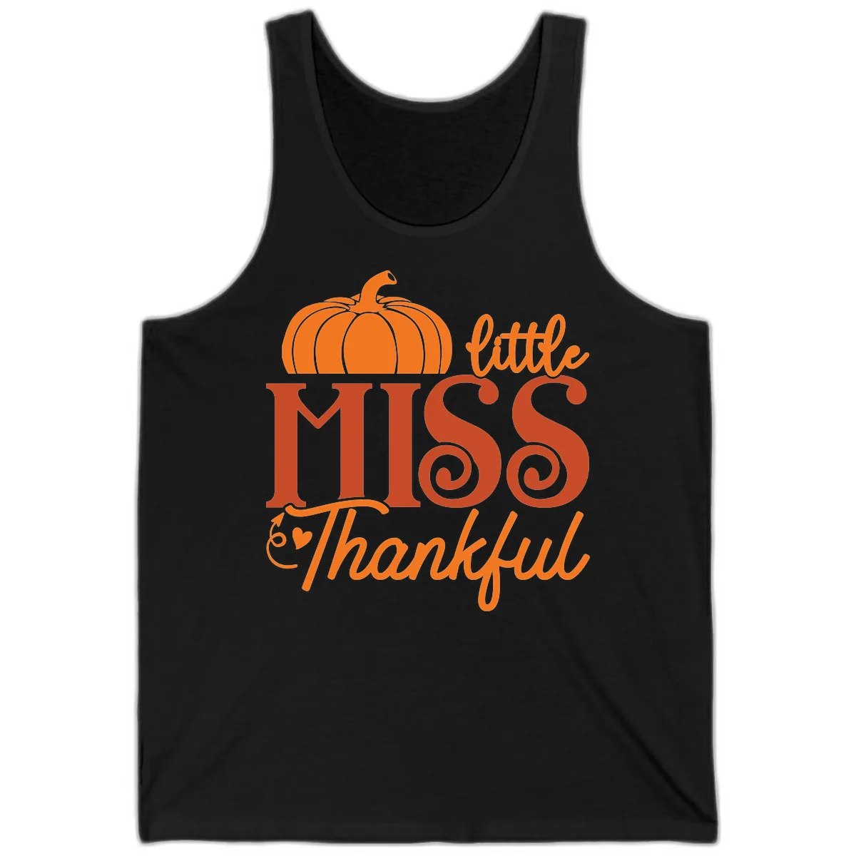 Little Miss Thankful Pumpkin Design Tank in Black