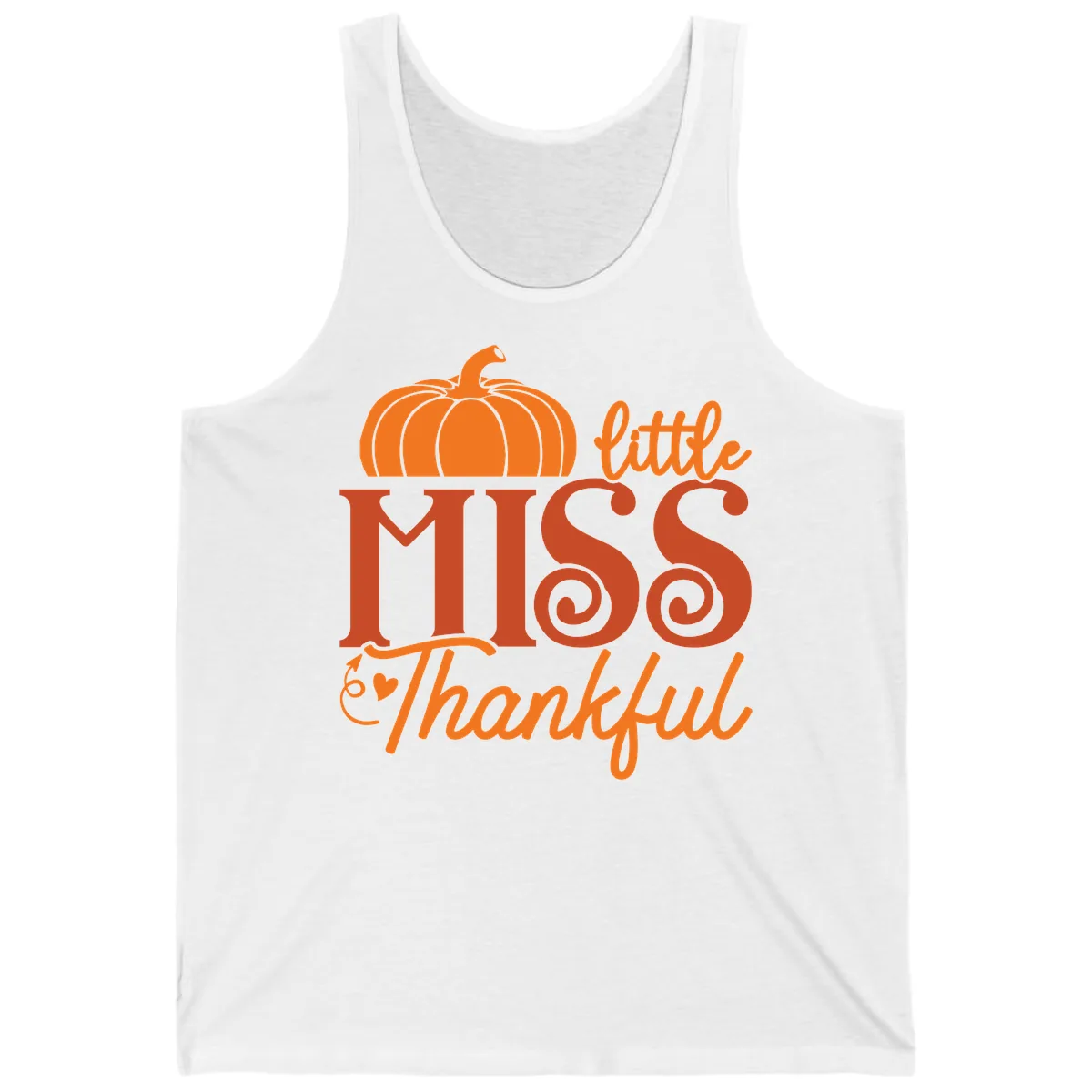 Little Miss Thankful Pumpkin Design Tank in White
