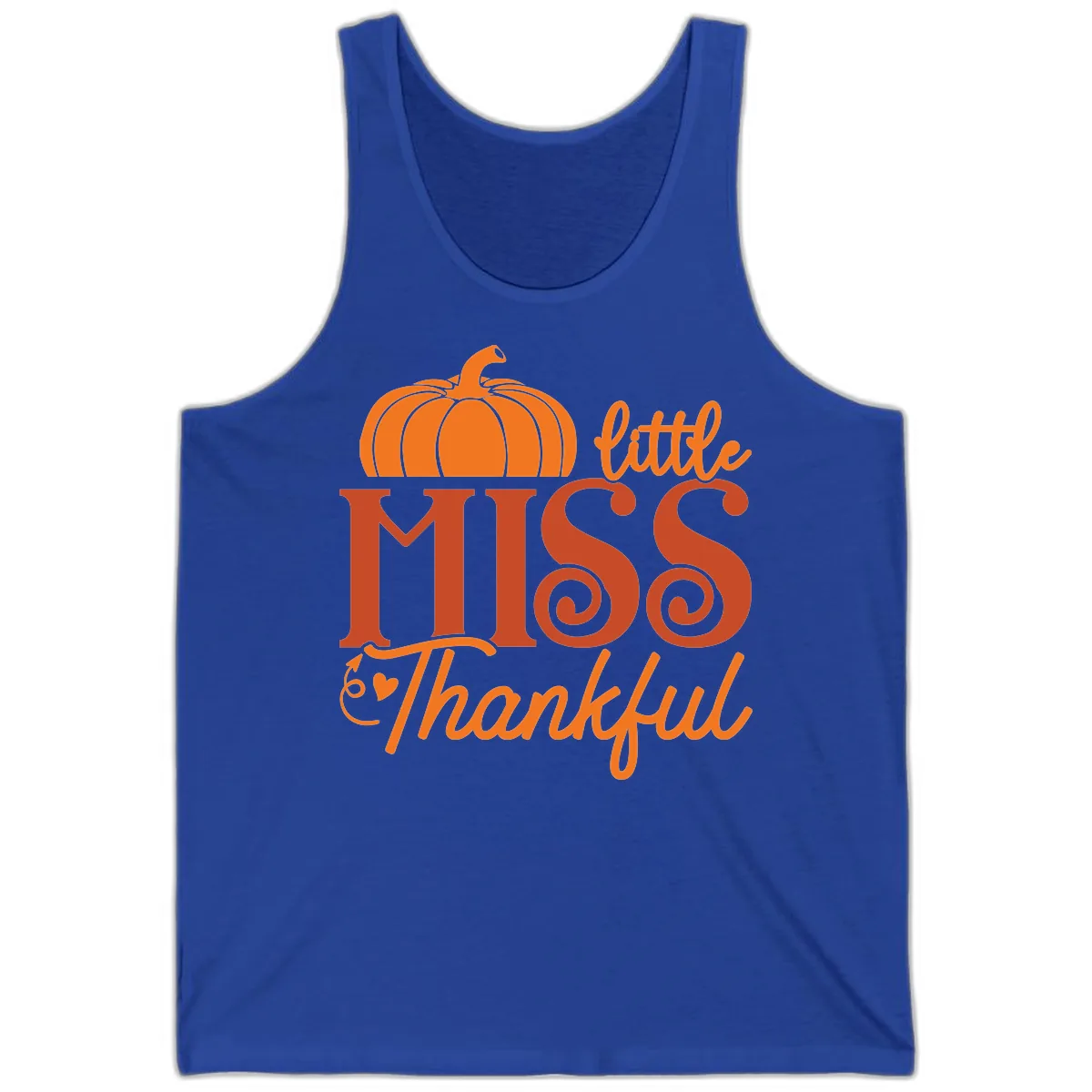 Little Miss Thankful Pumpkin Design Tank in True Royal