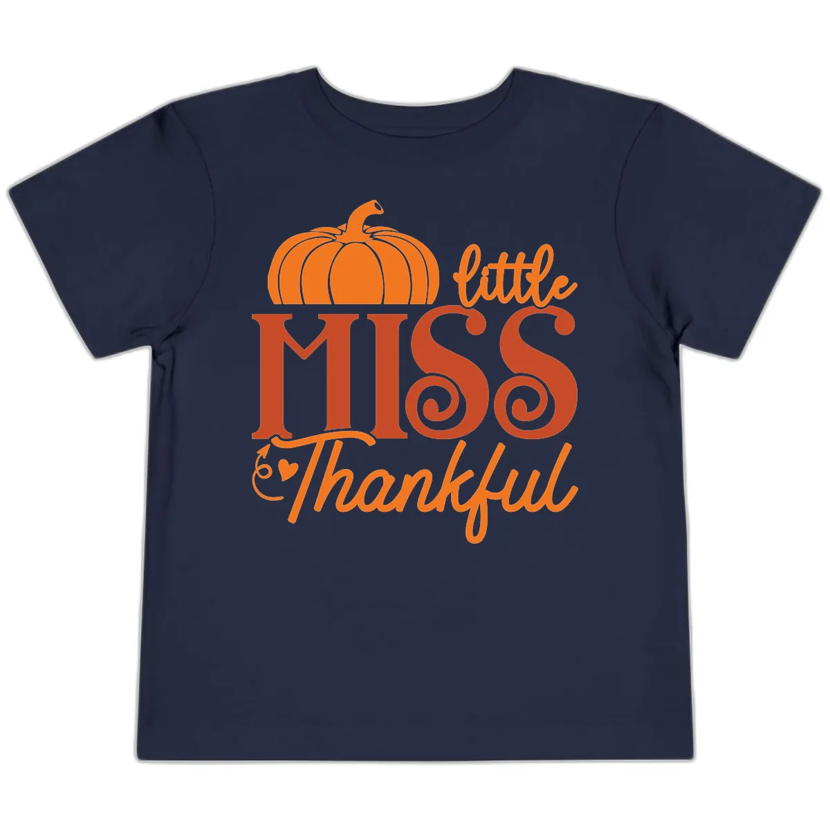Little Miss Thankful Pumpkin Design Toddler T-Shirt in Navy