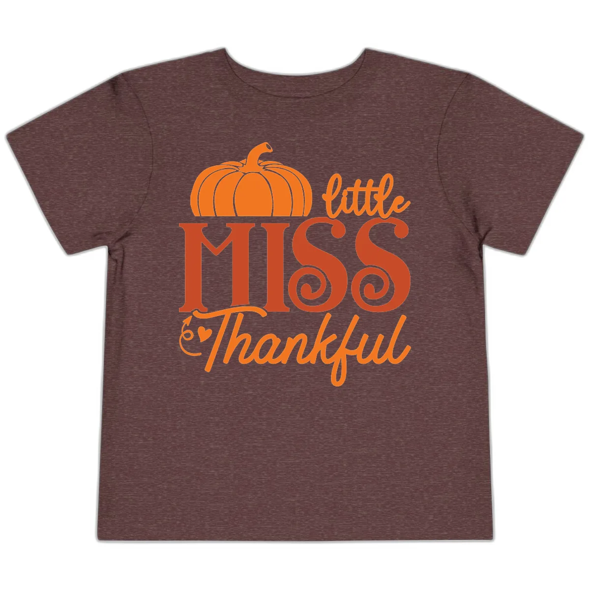 Little Miss Thankful Pumpkin Design Toddler T-Shirt in Heather Maroon