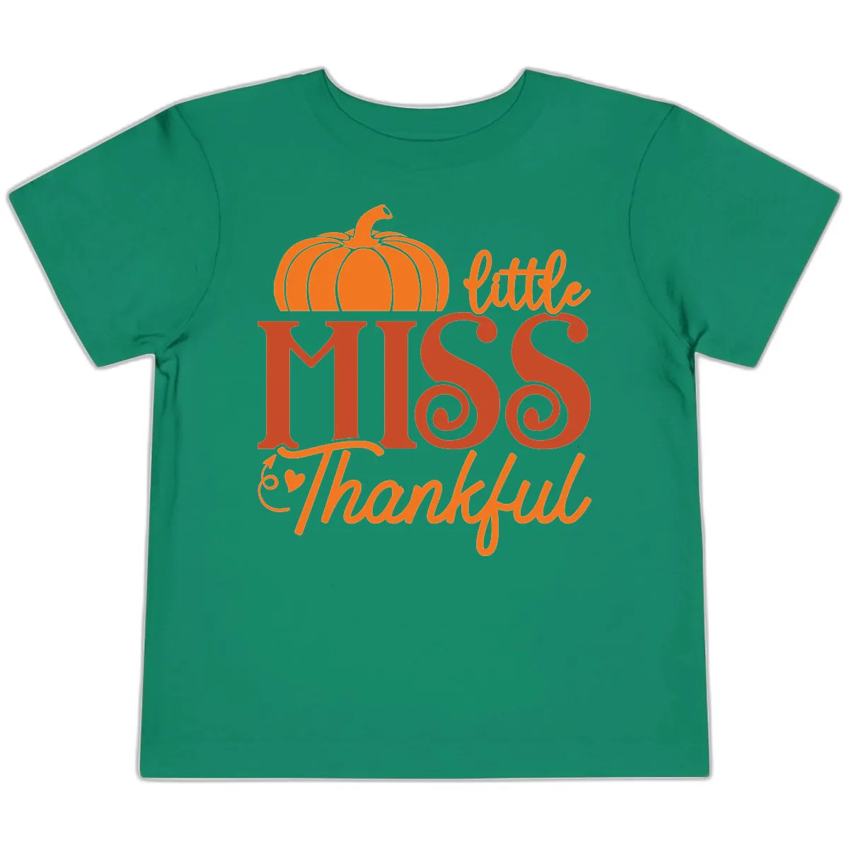 Little Miss Thankful Pumpkin Design Toddler T-Shirt in Kelly