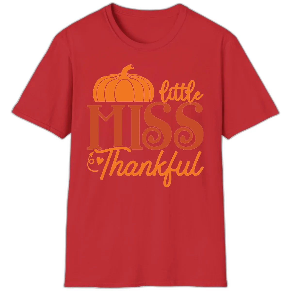 Little Miss Thankful Pumpkin Design T-Shirt in Red