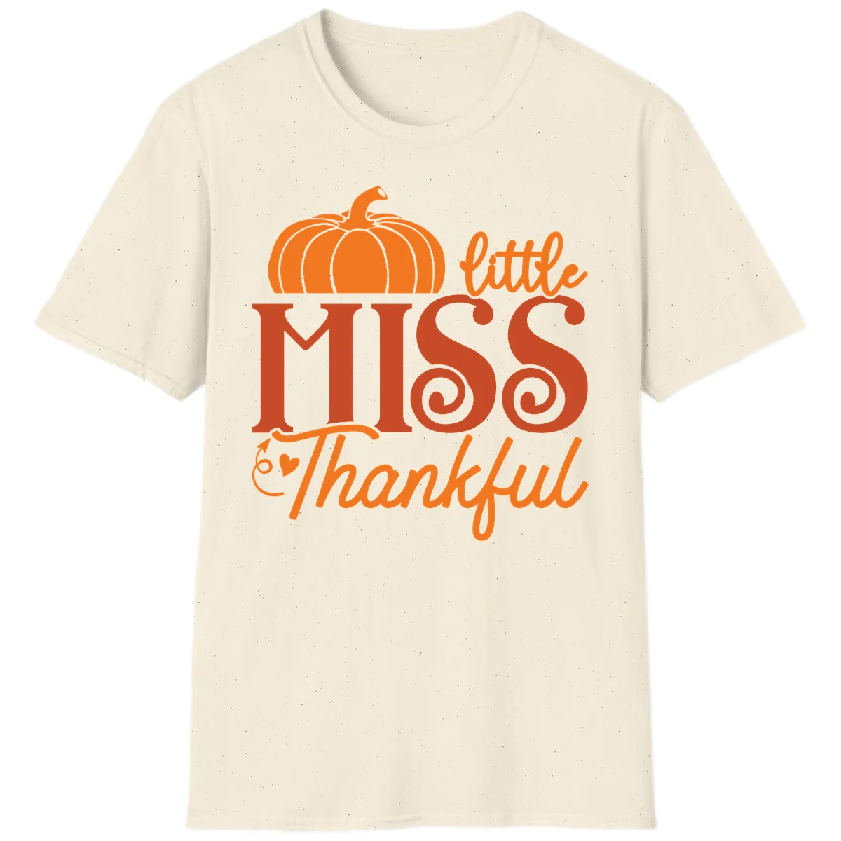 Little Miss Thankful Pumpkin Design T-Shirt in Natural