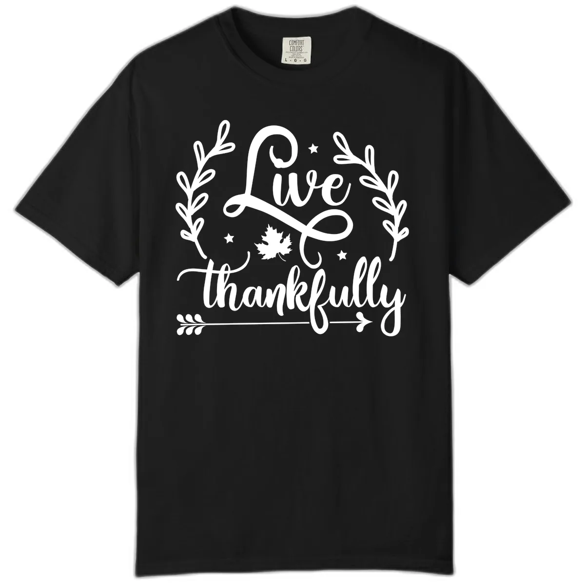 Live Thankfully Thanksgiving Fall Design Comfort Color in Black