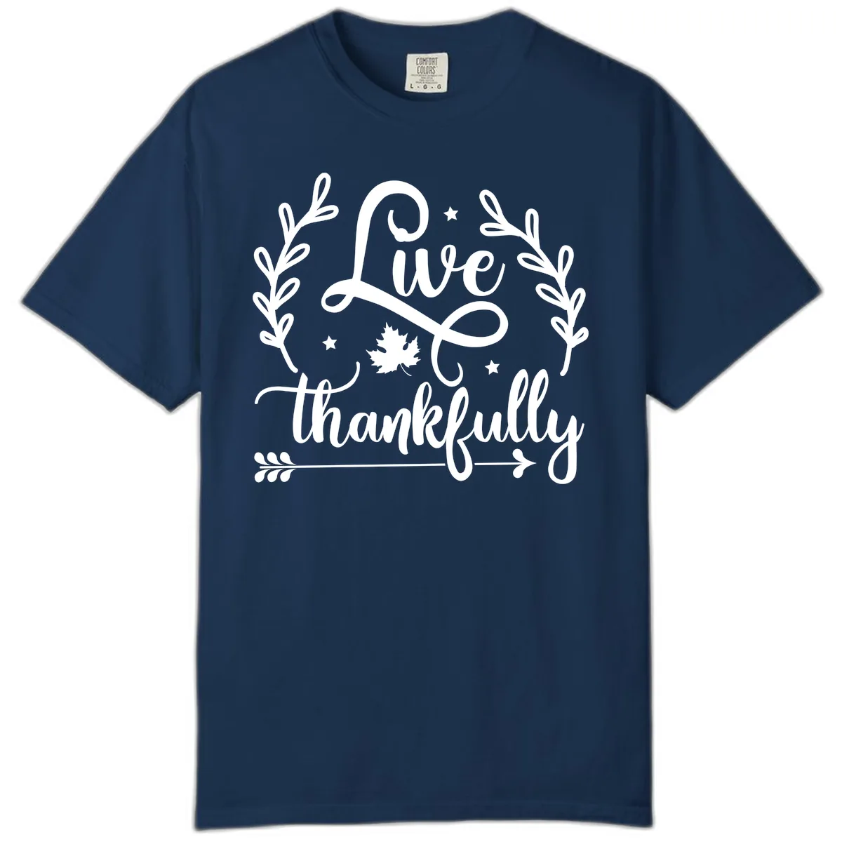 Live Thankfully Thanksgiving Fall Design Comfort Color in Navy