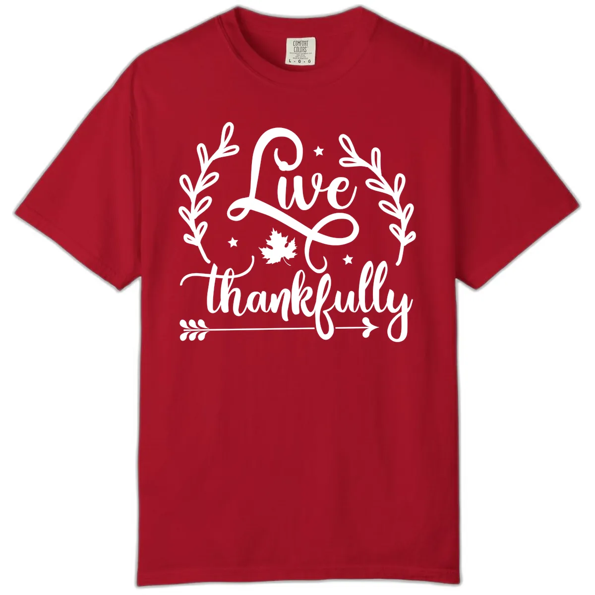 Live Thankfully Thanksgiving Fall Design Comfort Color in Red