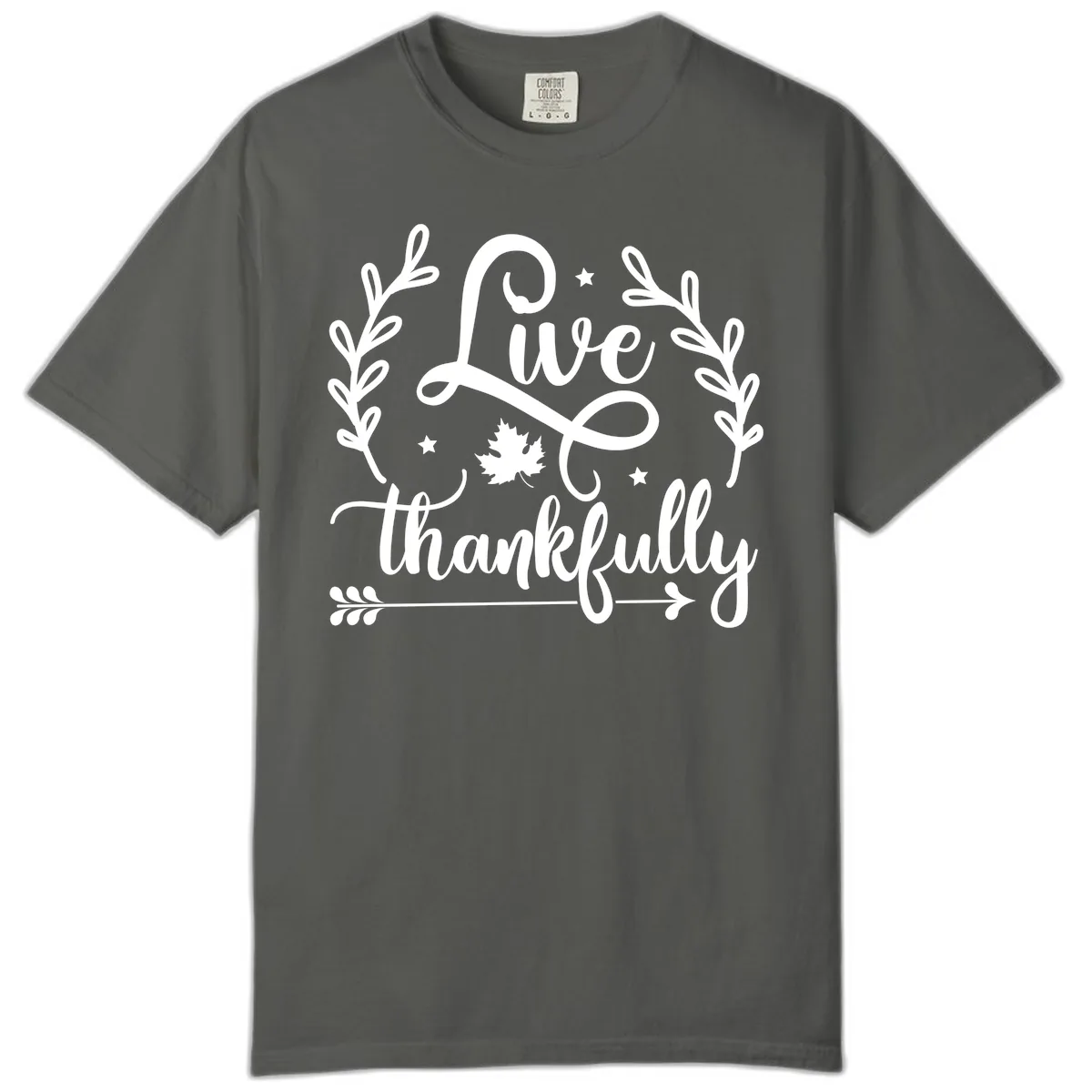 Live Thankfully Thanksgiving Fall Design Comfort Color in Pepper